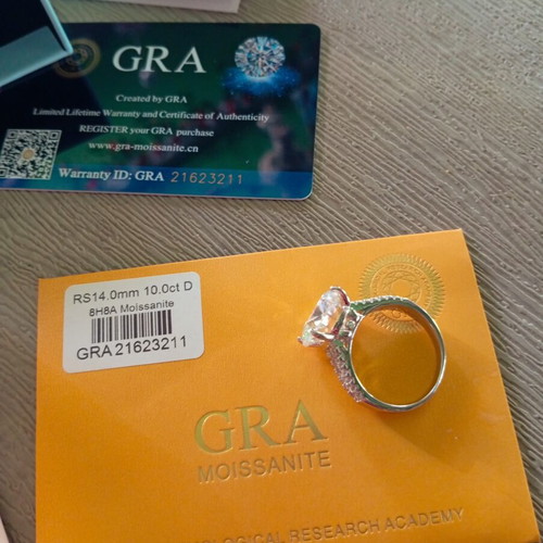 Silver Solitaire Ring with 10 Carat Mossanite, New, Size 59