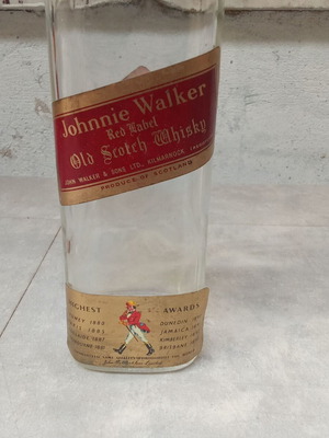 Johnny Walker whisky bottle used, collectible from 1960s