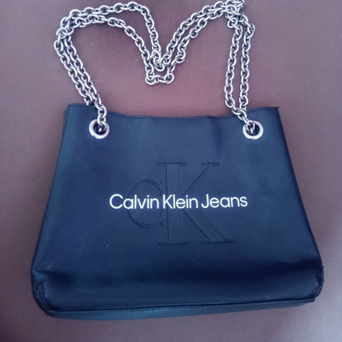 Calvin Klein Jeans black leather shoulder bag