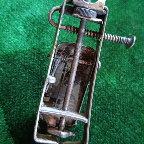 Vintage mechanical flint gas lighter with wooden handle