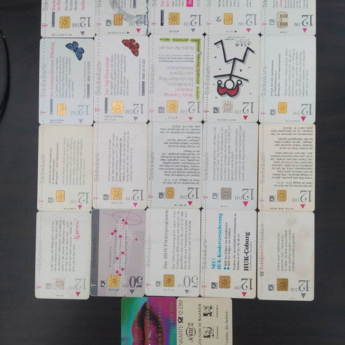 Collection of 22 German phone cards used