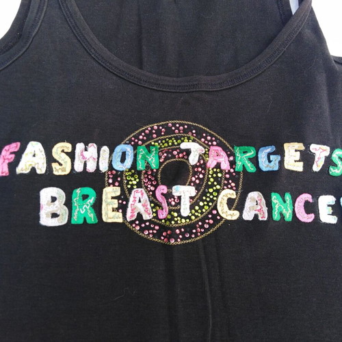 Black Y2K tirante top like new with colorful Fashion Targets Breast Cancer design