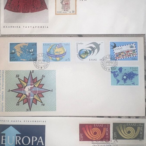 Olympic Greek Stamp Envelopes used, rare pack of 38 pieces