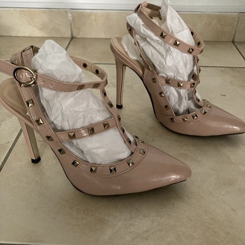 Pink studded high heel shoes like new, 10 cm heel
