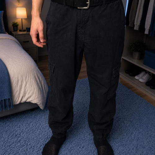 Lager157 cargo pants black like new, size M and L