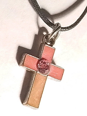 Pink cross used with crystal and adjustable cord