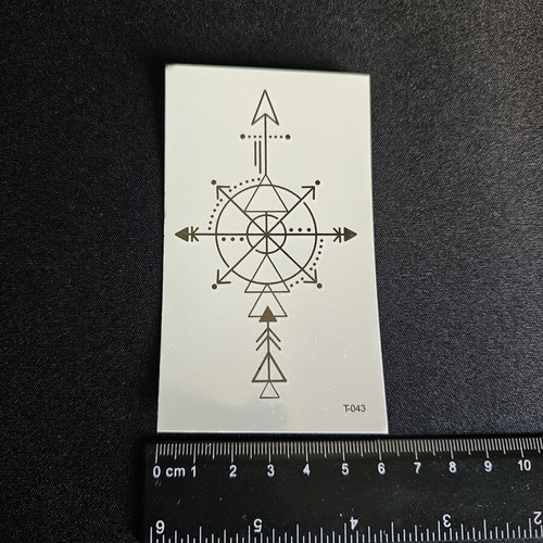 Tattoo T-043 Waterproof Temporary Tattoo with Geometric Compass and Arrow Design