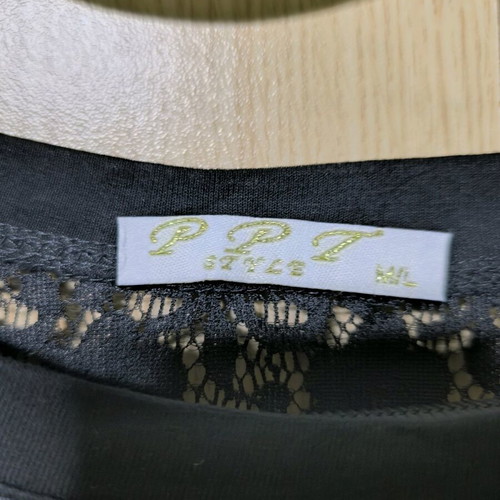 Short-Sleeve Blouse new, black, size XL with rhinestone hearts