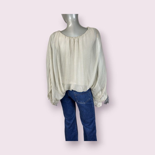 Silk sleeveless blouse used, one size, beige