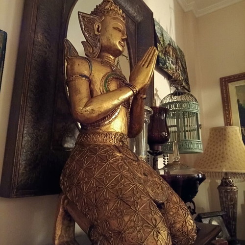 Thep Panom Thai Wooden Angel Statue like new, gold leaf