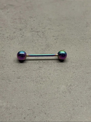 Barbell earring new, iridescent multicolor