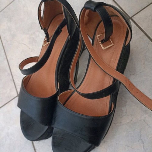 Tsoukalas Shoes platform black 39 leather used
