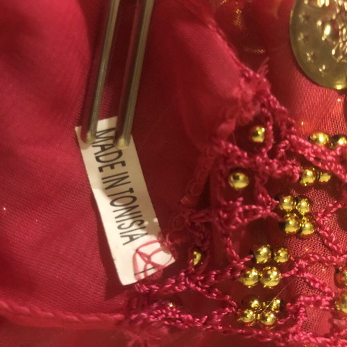 Authentic fuchsia belly dance scarf with 148 gold coins