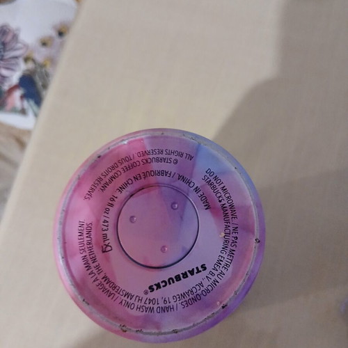 Starbucks travel cup pink metallic tumbler 473 ml like new
