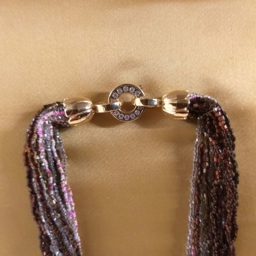 Vintage short necklace with small beads and many strands, new