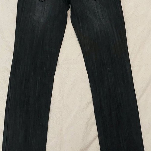 Jean elastic pants with rhinestones, size small, black-gray