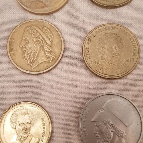 Drachma coin set used with 500 coin for collectors