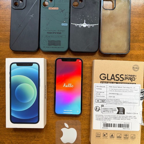 iPhone 12 mini 128GB μπλε μεταχειρισμένο με 4 tempered glass και 4 θήκες
