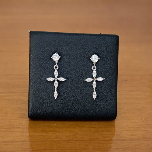 Cross earrings with stones silver 925 new