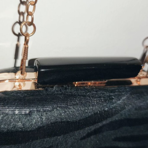 Lynne black embossed fabric handbag