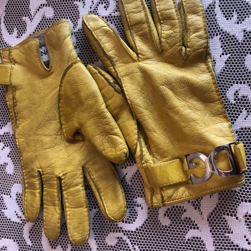 Dolce & Gabbana leather gloves used, yellow, size s-m