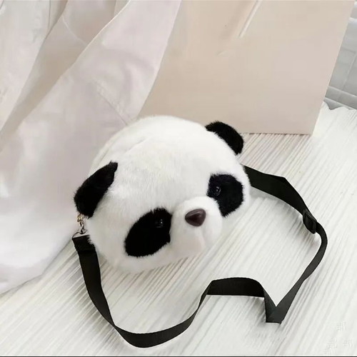 Panda plush bag 18cm×8cm×15cm with strap new