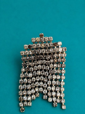 Cascade brooch used, retro style with faceted crystals