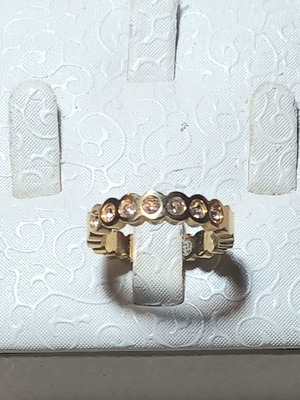 Gold plated steel ring with 7 zircons, new, size 58