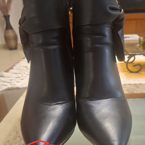 Heeled ankle boots with bow, size 39, black