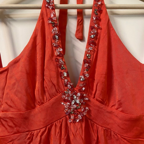 Cam dress used orange with stones and impressive back size S
