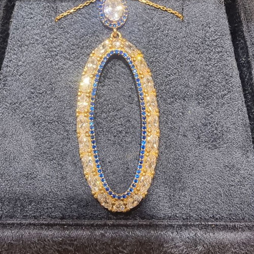 Silver 925 necklace with 24k yellow gold plating and zircon stones