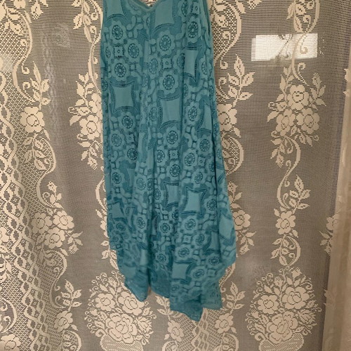 Turquoise lace dress like new, cotton blend, wedding and events