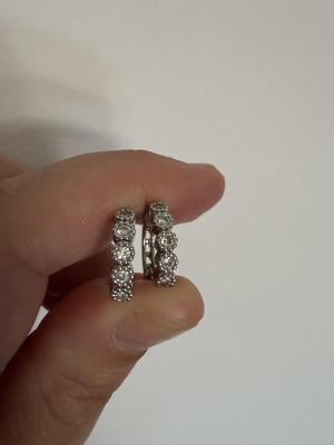 Hoop earrings with rhinestones new, stainless steel, silver color