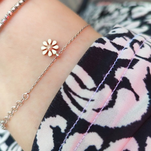 Silver 925 anklet with daisy charm