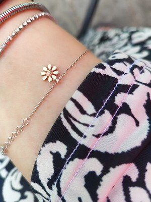 Silver 925 anklet with daisy charm