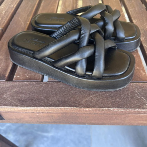 Sante platform mules size 38 like new, black eco leather
