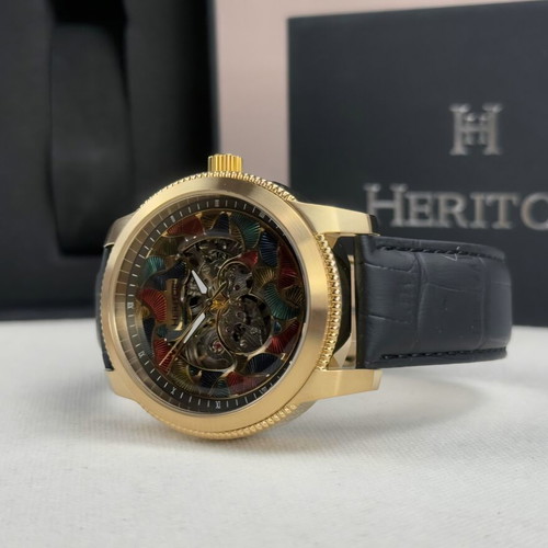 Heritor Automatic watch Emmanuel HERHS3703 new, black leather strap