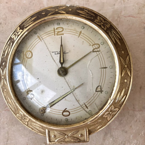 Vintage German alarm clock 1950 used, broken glass
