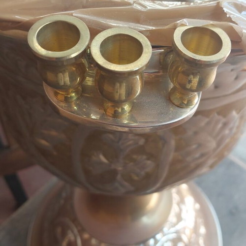 Small Holy Water Font like new with two taps, height 78 cm, diameter 35 cm