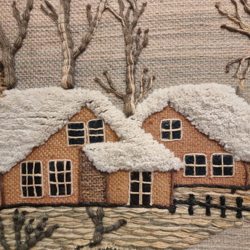Handicraft woven wall hanging like new (band) 100×75 cm