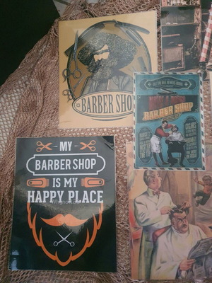 Posters-Postcards like new with vintage barber shop images