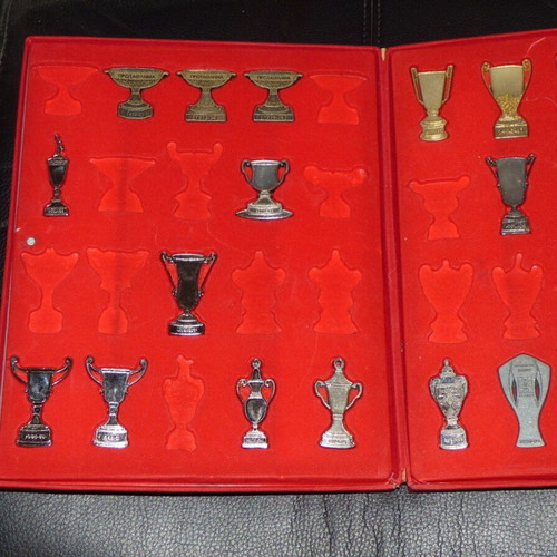 Case with the collection of 38 Olympiakos championships used