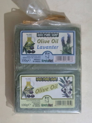 KretaNet olive oil soaps new, pack of 2 with lavender and classic