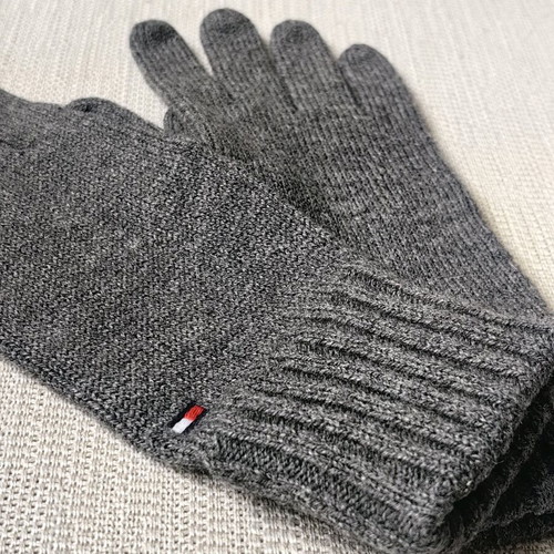 Tommy Hilfiger knitted gloves new, grey, men's