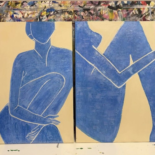 Woman Body Paintings Set of 2