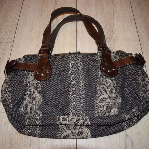 Longchamp Idole fabric and leather vintage handbag like new, brown