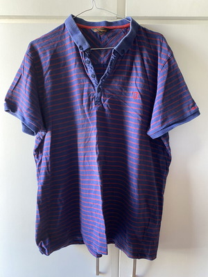 Ben Sherman polo tshirt μεταχειρισμένο, μπλε με κόκκινες ρίγες, βαμβακερό, vintage style