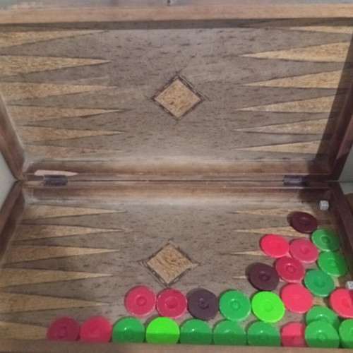 Backgammon very old wooden used