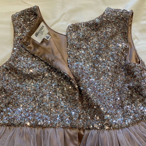 Children's dress with sequins and tulle like new, beige, age 8