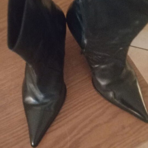 Women's leather ankle boots black size 40 with 10cm heel